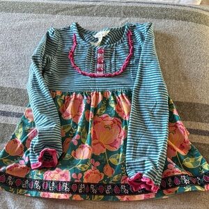 Matilda Jane Teal and Gray Striped Top